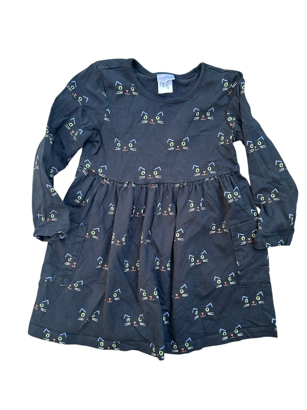 Hanna Andersson Long Sleeve Black Cat 🐈⬛ Dress Halloween All Over Print 5 Years
